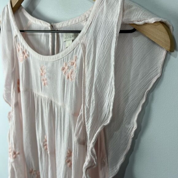 Hinge Light Pink Embroidered Floral Sleeveless Blouse S - Picture 3 of 4
